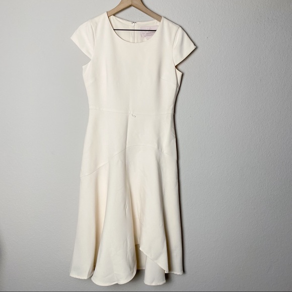 Gal Meets Glam Cecilia Off-White Crepe Belted Midi Dress - Picture 12 of 16